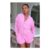 Causing Commotion Terry Cropped Cinched Zip Front Hoodie Pink