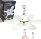 Ceiling Fan with Lights and Remote, E27 Bayonet Screw in Ceiling Fans Lights, Dimmable Led Outdoor Lights with Fan, 52cm Small Bulb Fans for Bedroom Kitchen Bathroom Garage