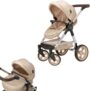Celuna Premium Stone Dolls Travel System with 4 Pram Modes Adjustable Handle 66.575cm Foldable Dolls Pram & Pushchair Luxury Pretend Play Toy Travel System for Children Aged 3