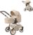 Celuna Premium Vogue Stone Dolls Pram with Interchangeable Carrycot & Seat Adjustable Handle 6780.5cm Foldable Toy Pushchair Luxury Dolls Pram for Children Aged 3