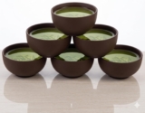 Ceramic Kung Fu Tea Cups Set of 6, Large Straight-Sided Tasting Bowls for Chinese Gongfu Tea, Traditional Zisha Style Stoneware Teacups for Home Office Ceremony, Dark Brown Finish