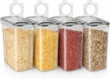 Cereal Storage Containers set of 4-4L Airtight Flip-Top Lids, BPA-Free Clear Plastic Dry Food Storage for Kitchen & Pantry Organization