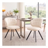 Chairus Modern Chenille Kitchen Dining Chairs, Set of 2, White