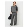 Charcoal Piped Scuba Wide Leg Co Ord Trousers – 22/L31