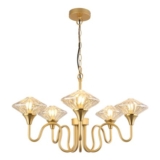Charlotte Gold 5 Arm Glass Shade Ceiling Light