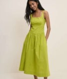 Chartreuse Green Panelled Soraya Midi Dress