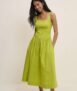 Chartreuse Green Panelled Soraya Midi Dress