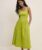 Chartreuse Green Panelled Soraya Midi Dress