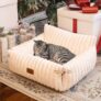 CheerPals Extended Cat Sofa – 63L55-66W cm Soft Fluffy Large Cat Bed, Puppy Couch for Cats and Small Dogs with Washable Removable Cover and Non-slip Bottom