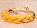 CheerPals Fully Detachable Chunky Knit Cat Bed with Winter Warm Soft Pad, Machine Washable Braided Short-pile Pet Bed for Indoor Cats and Small Dogs, Anti-Collapse Support, 60x60x17cm