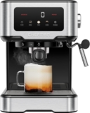 Chefman CraftBrew Espresso Machine 15-Bar, Steam Wand, Digital Touchscreen Latte & Cappuccino, Compact, 1.5L Removable Water Reservoir, Stainless Steel