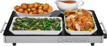 Chefman Electric Warming Tray, Glass-Top 53 x 41 cm, Temperature Control Adjustable Heat, for Buffets, Parties & Events, Stainless Steel