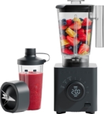 Chefman Obliterator 1.2L Smoothie Blender 1380W, Crushes Ice & Frozen Fruit Stainless Steel Blade, Auto Blend, 600ml Travel Jar, Midnight