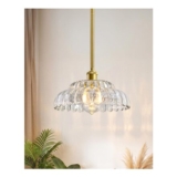ChenSolara Transparent Glass Pendant Lamp with Gold Base