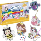 Chengxun Gem Diamond Painting Kits for Girls – 5D Art Craft Kits for Kids, Make Your Own Diamond Keychains – Gifts for Girls & Toddlers (Ages 3-8), Yellow