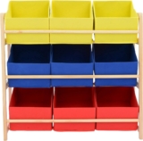 Childrens Bookcase Organizer Multifunctional Storage Rack with 9 Removable Storage Boxes, Toy Storage Box, Family Storage Unit for Bedroom, Playroom, or Study
