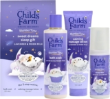 Childs Farm SlumberTime Sweet Dreams Sleep Gift Set 3-Step Sleep Routine Lavender & Moon Milk Bath Soak 250ml, Calming Massage Lotion 150ml, Sleep Mist 100ml Suitable for Dry & Sensitive Skin