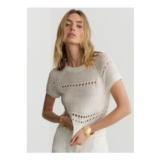 Chloe Linen Textured-Knit Top in White