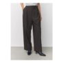 Chocolate Brown Check Double Pleat Straight Leg Trousers