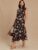 Chocolate Brown Floral Printed High Neck Tiered Occasion Maxi Dress