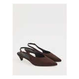 Chocolate Brown Suedette Pointed Toe Kitten Heel