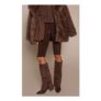Chocolate Faux Suede Foldover Heeled Knee High Boots