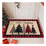 Christmas Doormat Indoor/Outdoor, Five Trees Pattern, Non-Slip Backing, 40x60cm