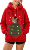Christmas Hoodies for Women UK Cat Pet Pouch Sweatshirt Fleece Jumper