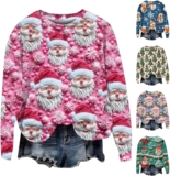 Christmas Jumpers For Women Uk 2026 Xmas Sweatshirts Long Sleeves Pullover