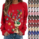 Christmas Jumpers for Women Funny Reindeer Christmas Sweatshirt Xmas Tops