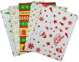 Christmas Tissue Paper for Gift Wrapping – Red Green White Festive Design 25 Sheets 5 Different Pattern Tissue Paper 50 x 35cm for Christmas Craft Gift Wrapping