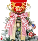 Christmas Tree Topper Hat, Gingerbread Man Xmas Tree Toppers Large Red Sequins Hat with Lengthened Ribbon, Christmas Tree Ornaments for Christmas Holiday