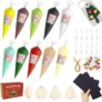 Christmas Whipped Cream Glue for Crafts Kit, 10pcs Fake Frosting for DIY Phone Case, Includes Piping Tips, Refrigerator Magnets & Xmas Tree Ornaments, Suitable for Christmas Decor & Gifts, DIY Crafts