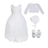 Cinda Lace Christening Gown Bonnet Bolero Shoes