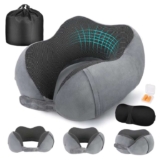 Cirorld Memory Foam Travel Neck Pillow with Eye Mask, Ear Plugs & Carry Bag