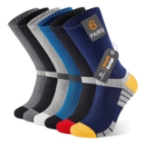 Cirorld Mens Cushioned Crew Socks, 6 Pairs, Breathable, Moisture-Wicking