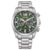 Citizen Eco-Drive Chronograph Watch, 41mm, Stainless Steel Strap, Green Dial, Model: CA4640-50X