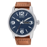 Citizen Eco-Drive Mens Blue Dial Brown Leather Strap Watch, Model: BM8479-09L