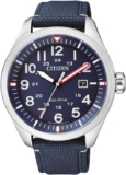 Citizen Mens Analogue Quartz Eco Drive Watch Aviator with Nylon Strap