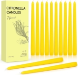 Citronella Candles Outdoor, 12 PCS Lemongrass-Scented Tapered Candle, Natural Soy Wax Candle Set with 96 Hours Burning Time, Idea for Dinner Candles, Valentines Day & Mothers Day Decor
