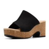 Clarks Nerisa Vine Cork Wedge Sandal Womens Black Nubuck UK7