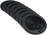 Classic Labyrinth Multi-Color Silicone Coasters – Set of 8 Non-Slip, Heat-Resistant Drink Coasters for Coffee, Tea, and Glasses – Durable, Easy to Clean, Decorative Tabletop Protection (Black)