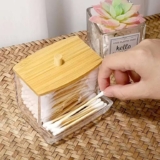 Clear Acrylic Cotton Bud / Swab Dispenser Box with Bamboo Lid – Sold & Shipped by Haul Global