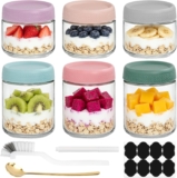Clear Glass Overnight Oats Jars with Airtight Screw Lids