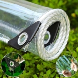 Clear Tarpaulin, Waterproof Heavy Duty PVC Tarp 1x2m with Eyelets & Rope – UV & Tear-Resistant Windproof – Sold By FMJXB