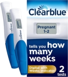 Clearblue Pregnancy Test – Digital with Weeks Indicator, the Only Test that Tells You How Many Weeks, 2 Digital Tests, Packaging May Vary