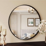 Clevich Round Wall Mirror 60cm, Black Framed Circle Mirror with Tempered Safety Glass – w/voucher (Gold £32.39)