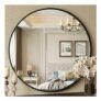Clevich round Wall Mirror 90cm, Black Framed, Tempered Glass