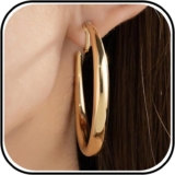 Clip On Earrings for Women Large Gold Hoop Earrings Big Hoop Clip Earring for Non Pierced Ears Chunky Statement Party Wedding Jewellery Gift for Her