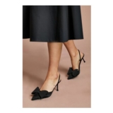 Coast Lola Satin Bow Detail Medium Stiletto Heel Sling Back Court Shoes